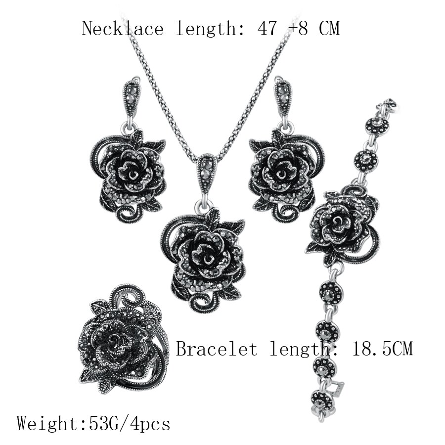 Crystal Rose Ring, Necklace, Earrings and Bracelet Set Crystal Rose Ring, Necklace, Earrings and Bracelet Set