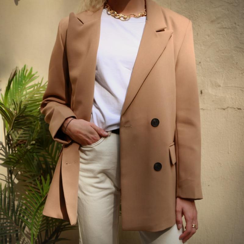 Women's Camel Color Double Breasted Blazer Women's Camel Color Double Breasted Blazer