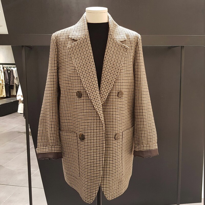 Plaid Women's Blazer with Belt Plaid Women's Blazer with Belt