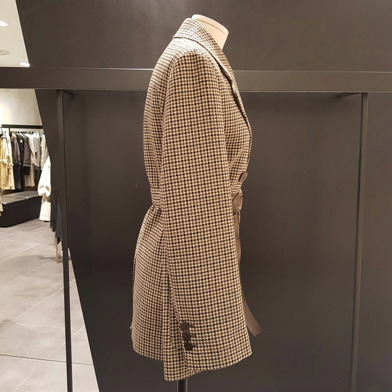 Plaid Women's Blazer with Belt Plaid Women's Blazer with Belt