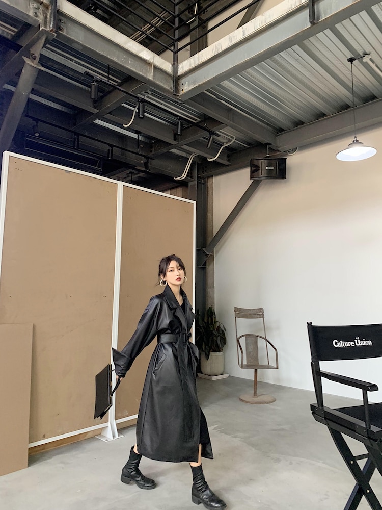 Women's Leather Long Oversized Trench Women's Leather Long Oversized Trench