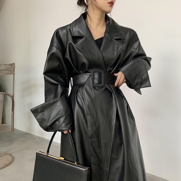 Women's Leather Long Oversized Trench Women's Leather Long Oversized Trench