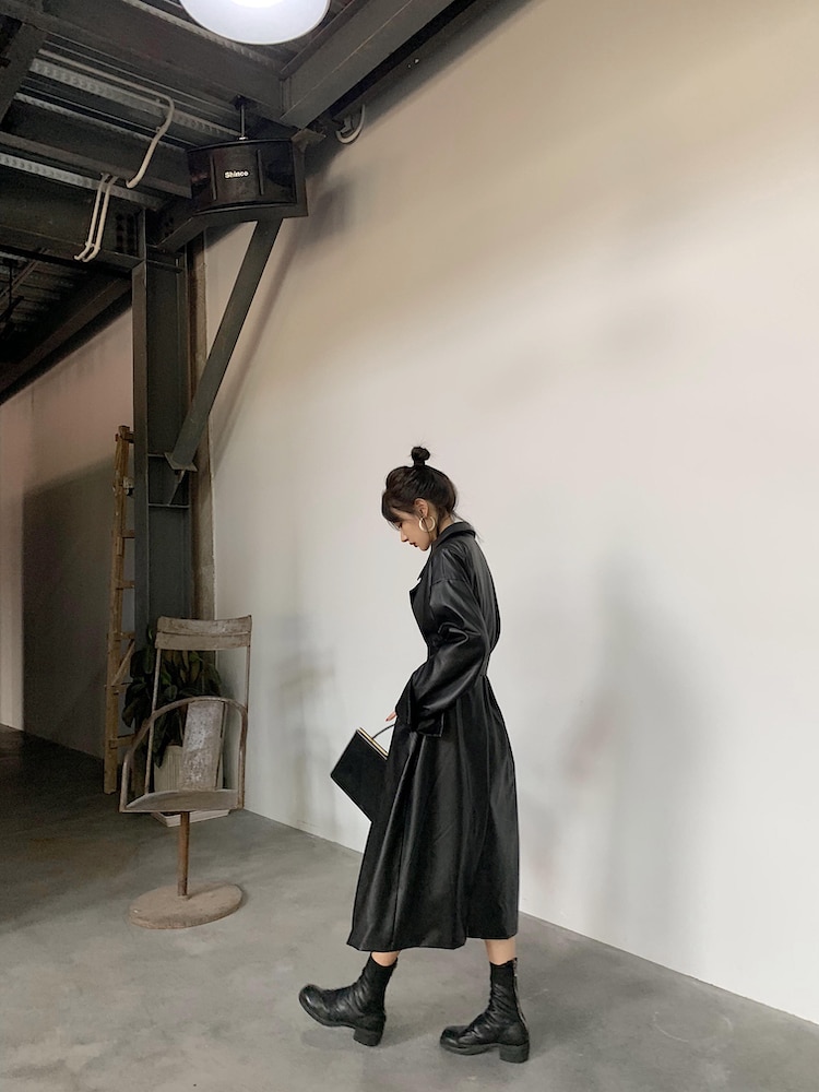 Women's Leather Long Oversized Trench Women's Leather Long Oversized Trench