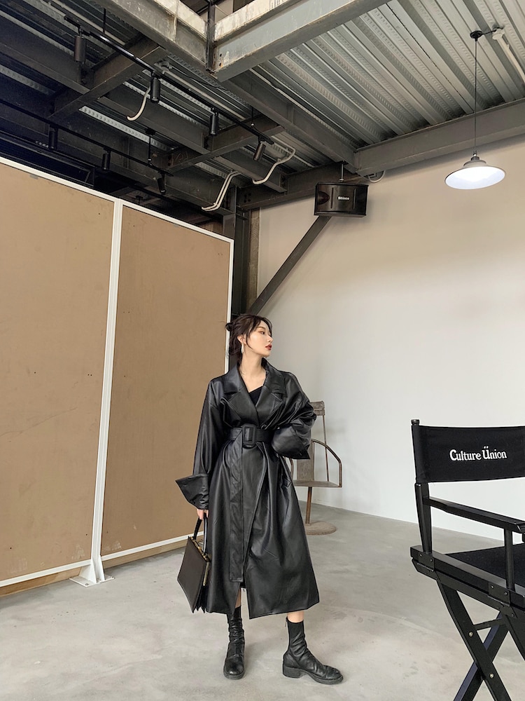 Women's Leather Long Oversized Trench Women's Leather Long Oversized Trench