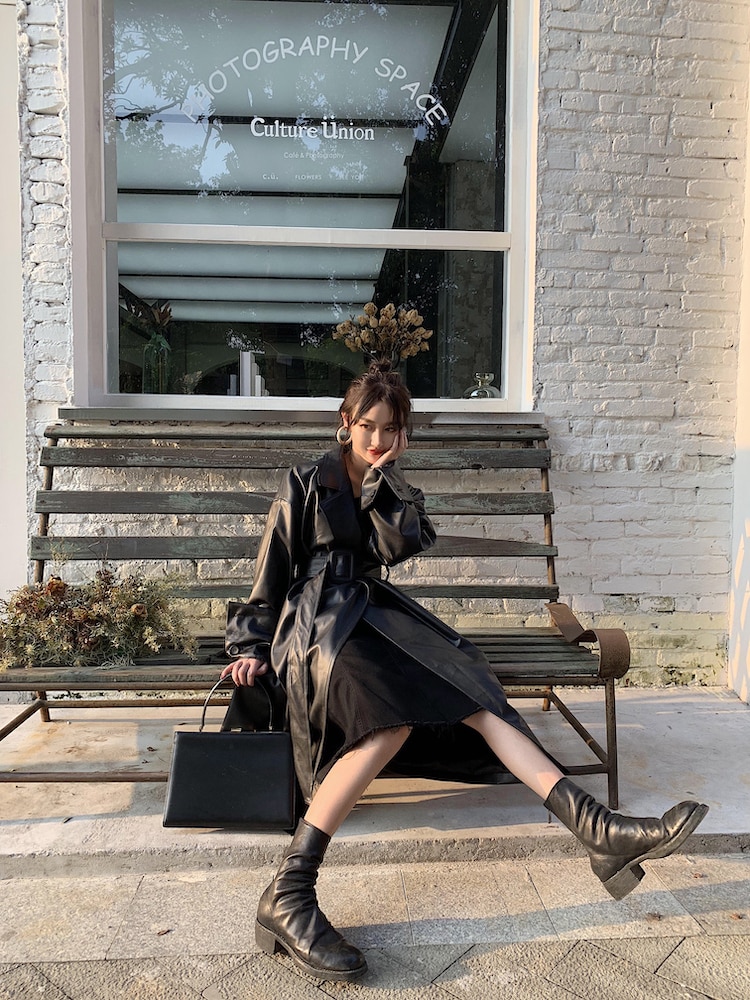 Women's Leather Long Oversized Trench Women's Leather Long Oversized Trench