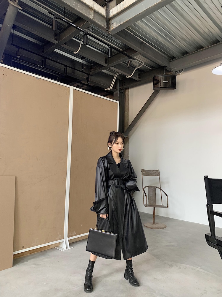 Women's Leather Long Oversized Trench Women's Leather Long Oversized Trench