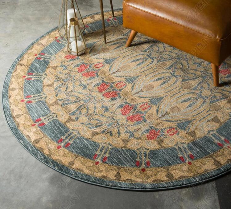 Colorful Patterned Retro Round Bedroom Carpet