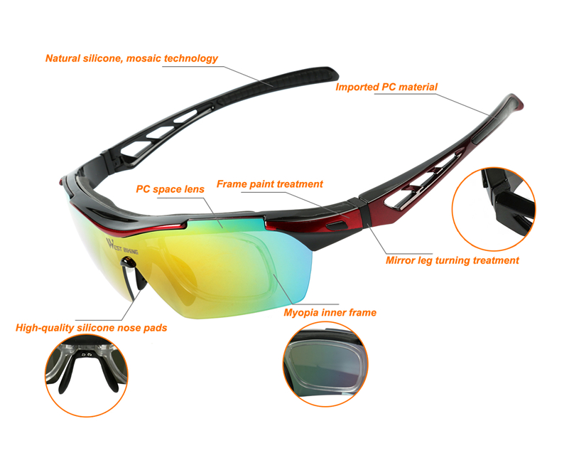 5 Lens Polarized Cycling Sunglasses