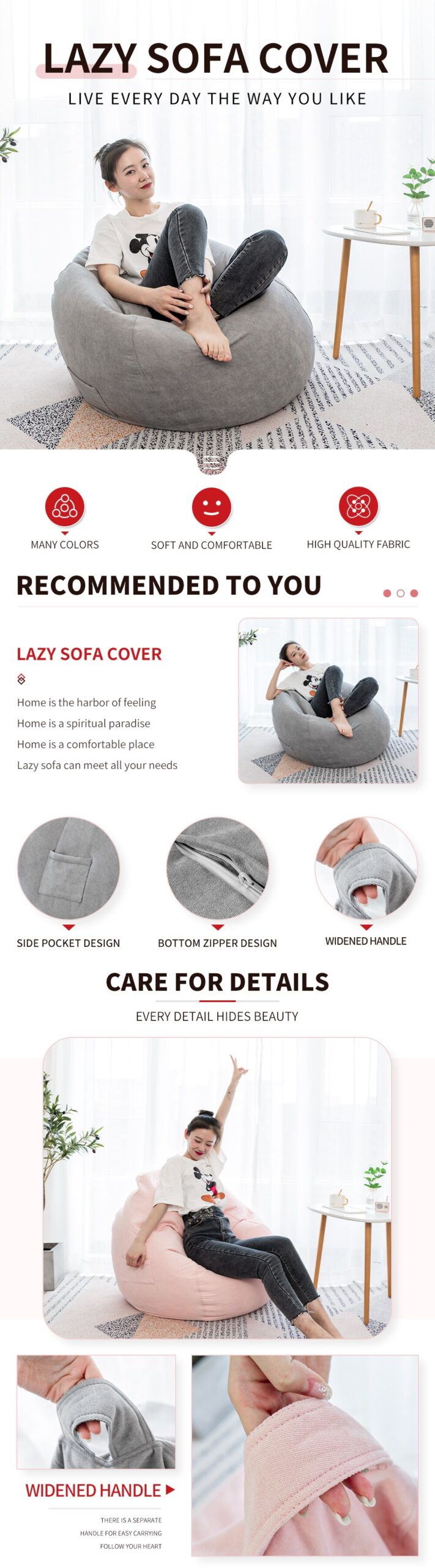 Solid Color Lazy Sofa Cover
