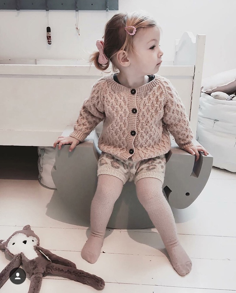 Girl's Honeycomb Knitted Cardigan