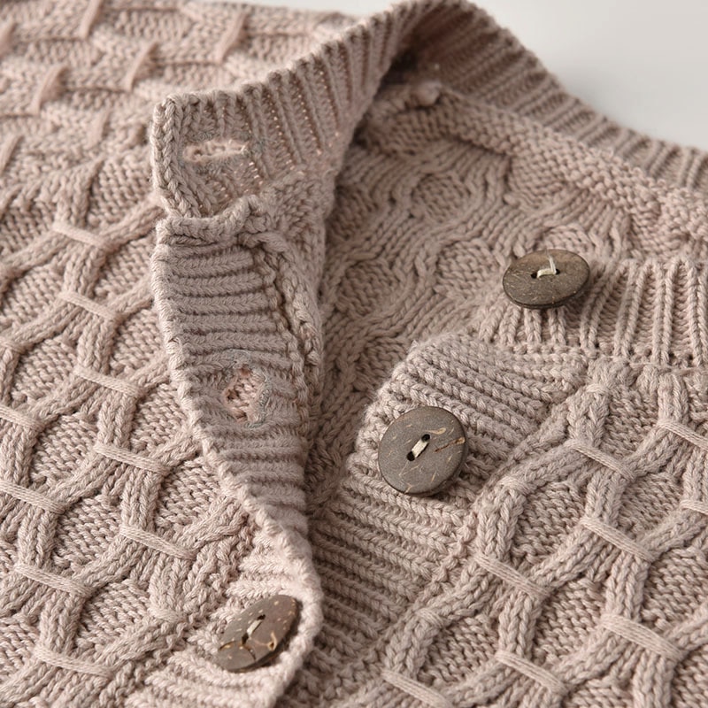 Girl's Honeycomb Knitted Cardigan