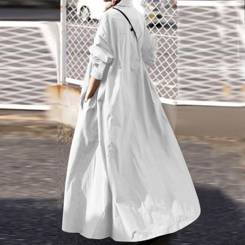 Women's Vintage Long Sleeved Loose Maxi Dress