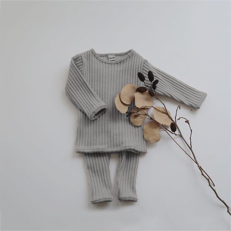 Kid's Knitted Solid Clothing Set
