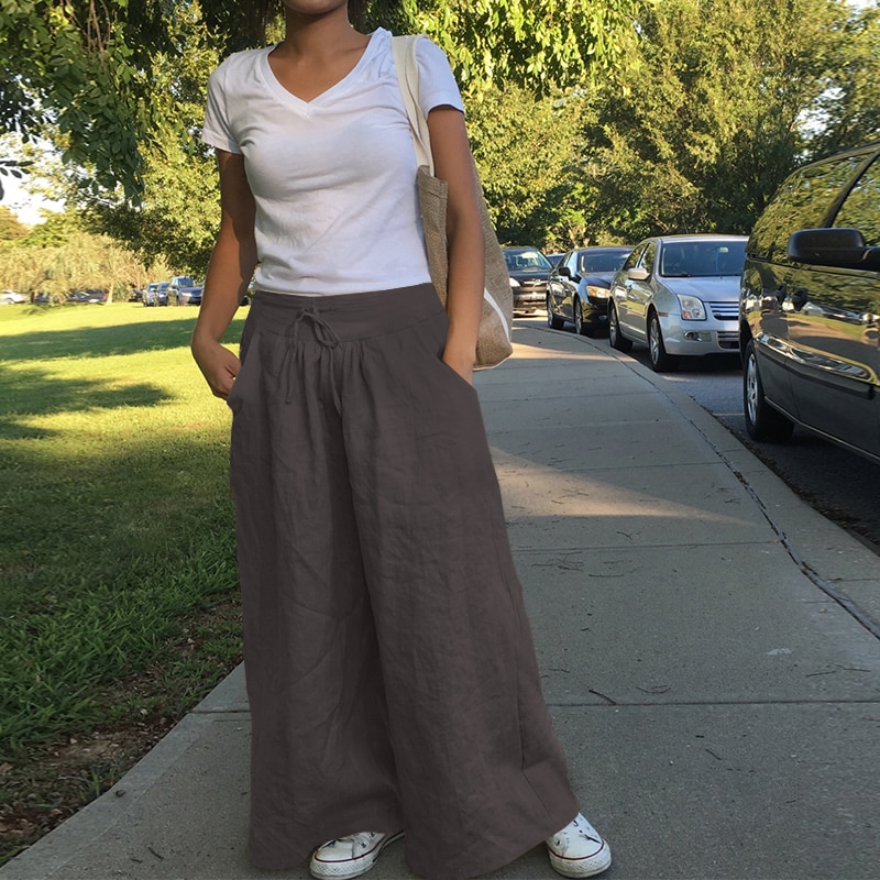 High Waist Linen Wide Leg Pants for Women High Waist Linen Wide Leg Pants for Women