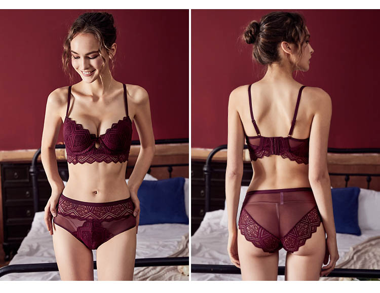 Hollow Lace Push-up Bra and Panty Set for Women Hollow Lace Push-up Bra and Panty Set for Women