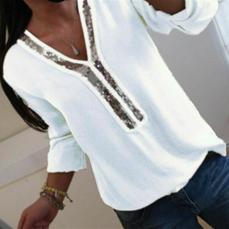 Women's Sequined Detail Loose Blouse