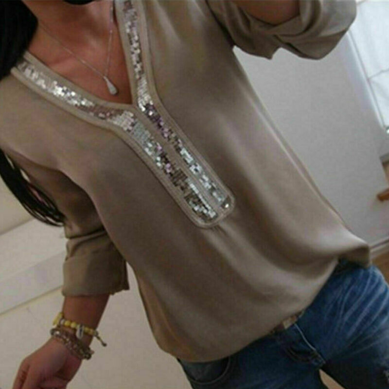 Women's Sequined Detail Loose Blouse