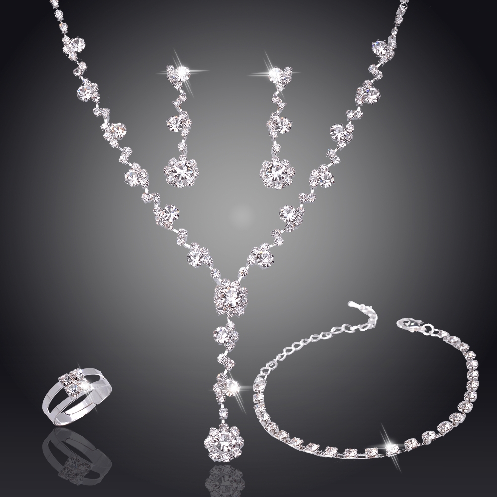 Set di Gioielli da Sposa in Argento e Cristallo