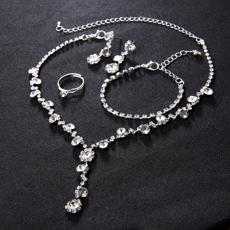 Set di Gioielli da Sposa in Argento e Cristallo