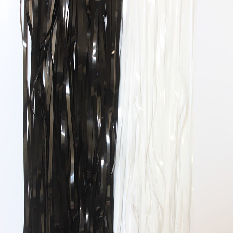 Black and White Foil Fringe Curtain