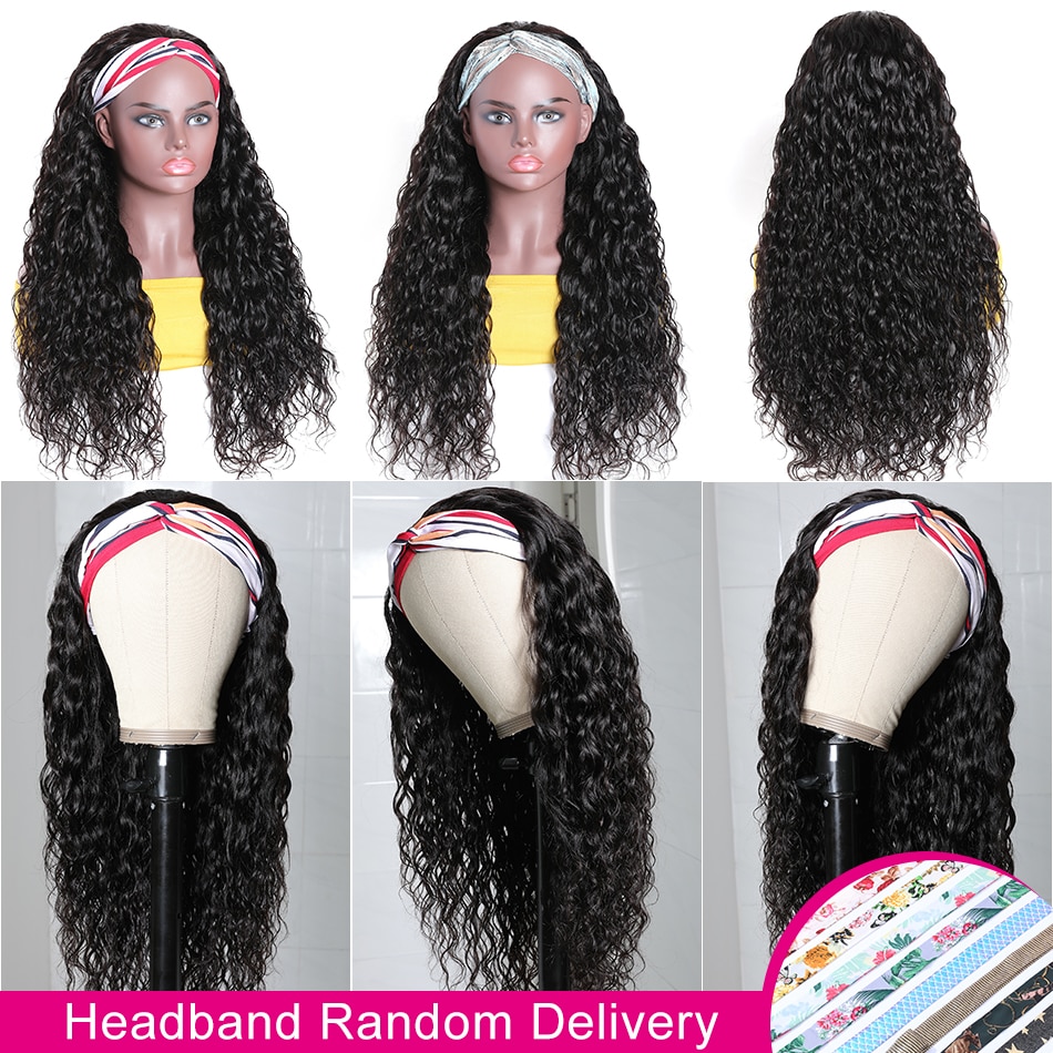 100% Human Hair Grip Headband Wig