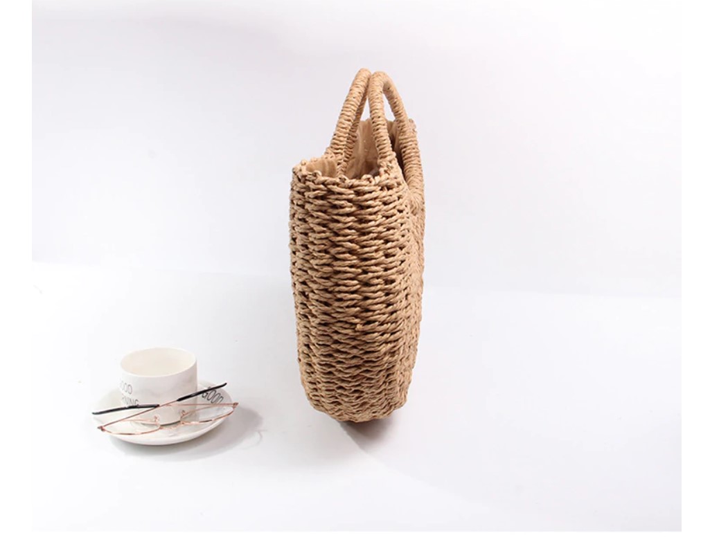Women's Half Moon Woven Rattan Bag