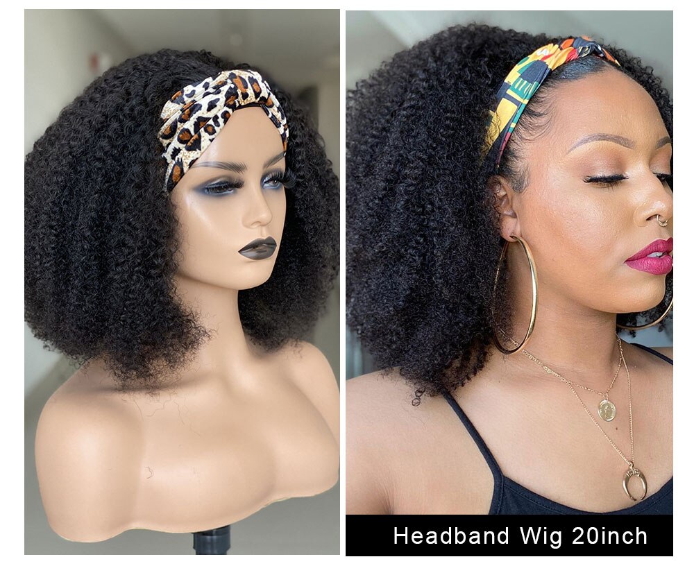 Human Hair Afro Kinky Headband Wig