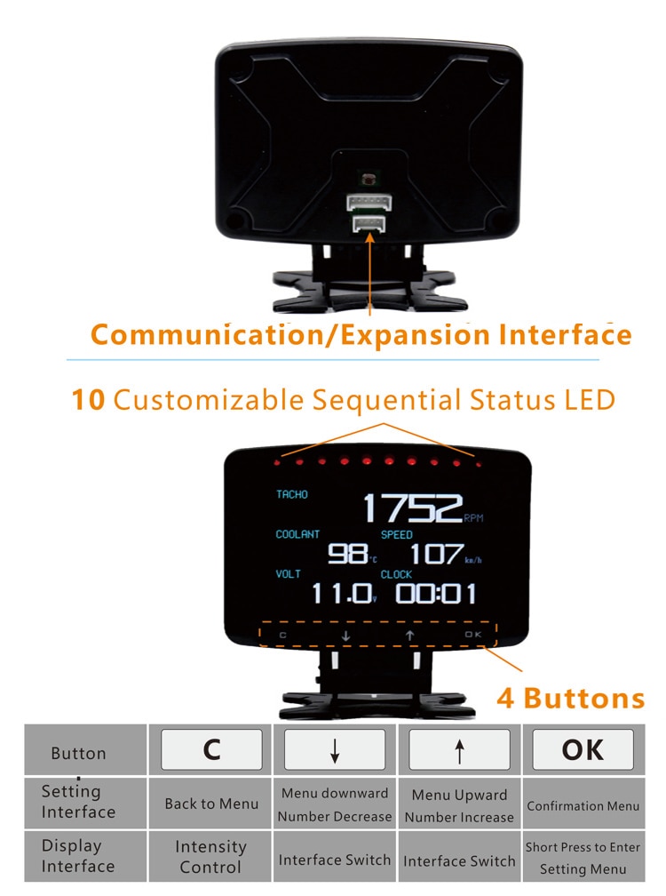 Multifunctional Smart Car HUD Display