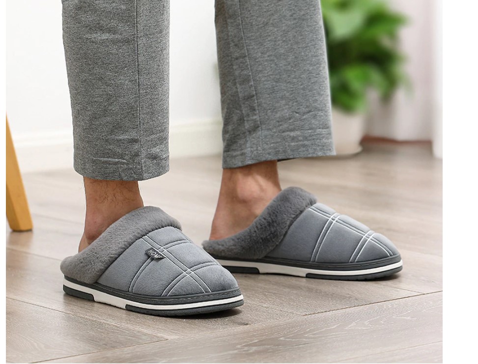 Men's Plaid Plush Slippers