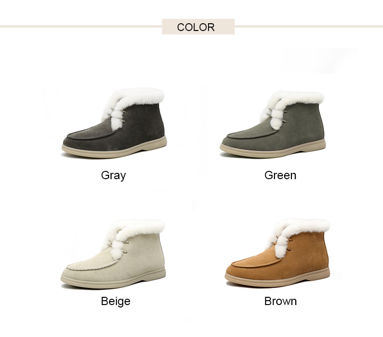 Smile Circle Women Snow Boots Natural fur Genuine Leather Ankle Boots Winter Comfortable Flat Wool Boots Women Shoes