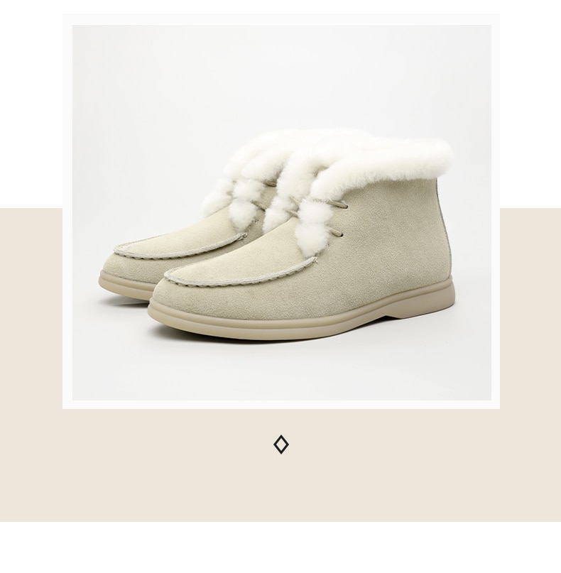 Smile Circle Women Snow Boots Natural fur Genuine Leather Ankle Boots Winter Comfortable Flat Wool Boots Women Shoes