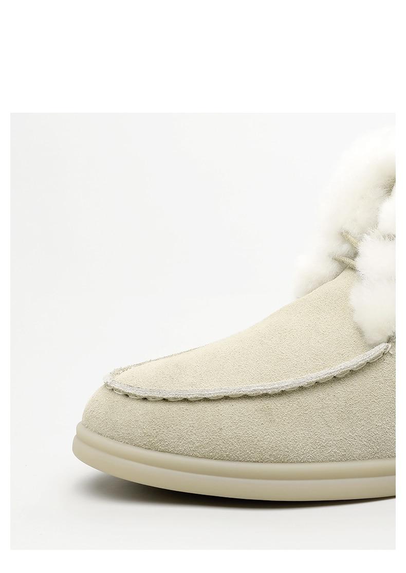 Smile Circle Women Snow Boots Natural fur Genuine Leather Ankle Boots Winter Comfortable Flat Wool Boots Women Shoes