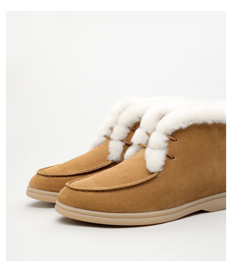 Smile Circle Women Snow Boots Natural fur Genuine Leather Ankle Boots Winter Comfortable Flat Wool Boots Women Shoes