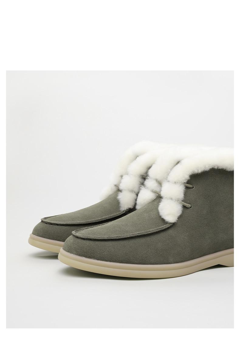 Smile Circle Women Snow Boots Natural fur Genuine Leather Ankle Boots Winter Comfortable Flat Wool Boots Women Shoes