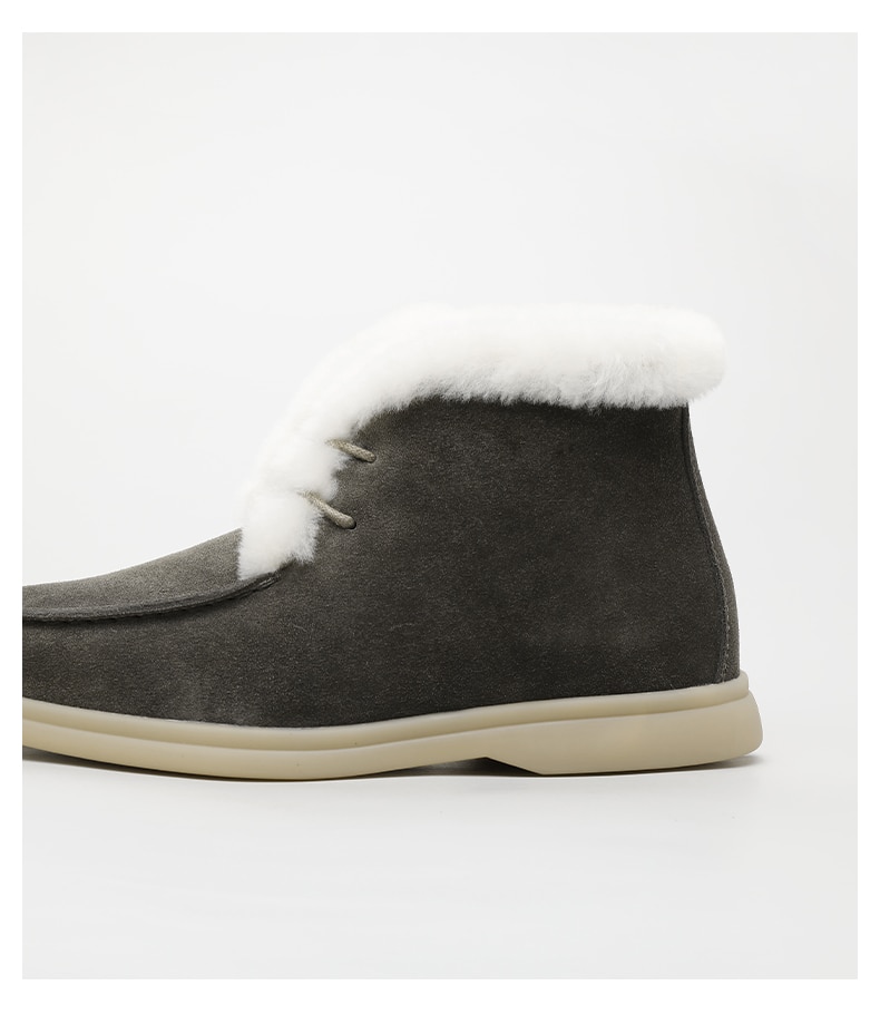 Smile Circle Women Snow Boots Natural fur Genuine Leather Ankle Boots Winter Comfortable Flat Wool Boots Women Shoes