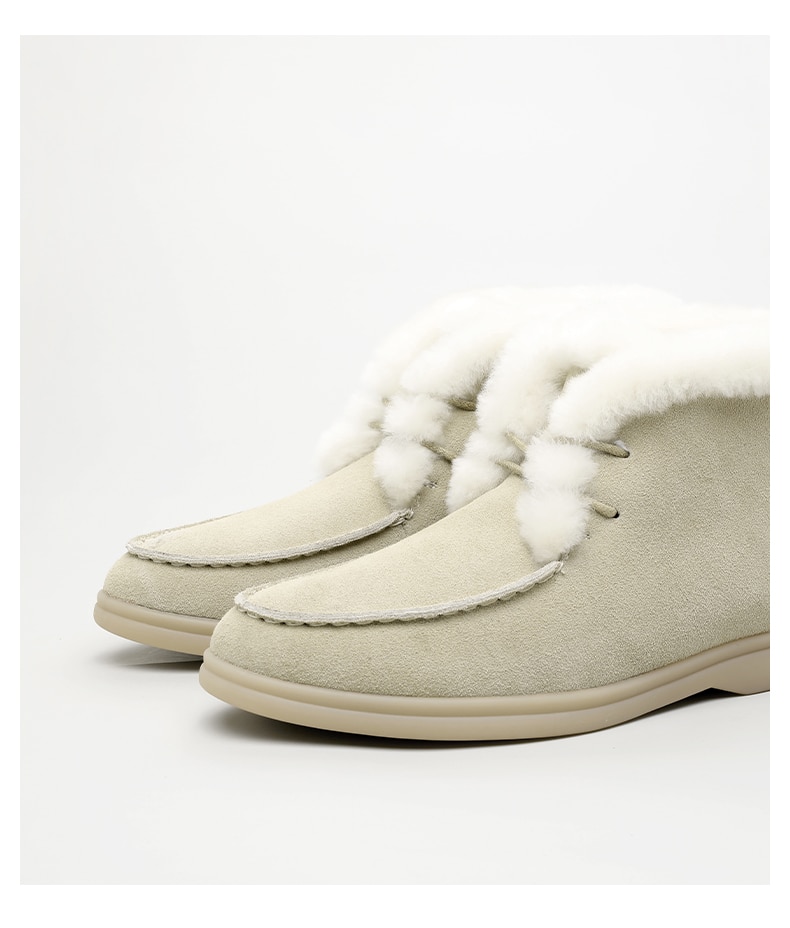 Smile Circle Women Snow Boots Natural fur Genuine Leather Ankle Boots Winter Comfortable Flat Wool Boots Women Shoes