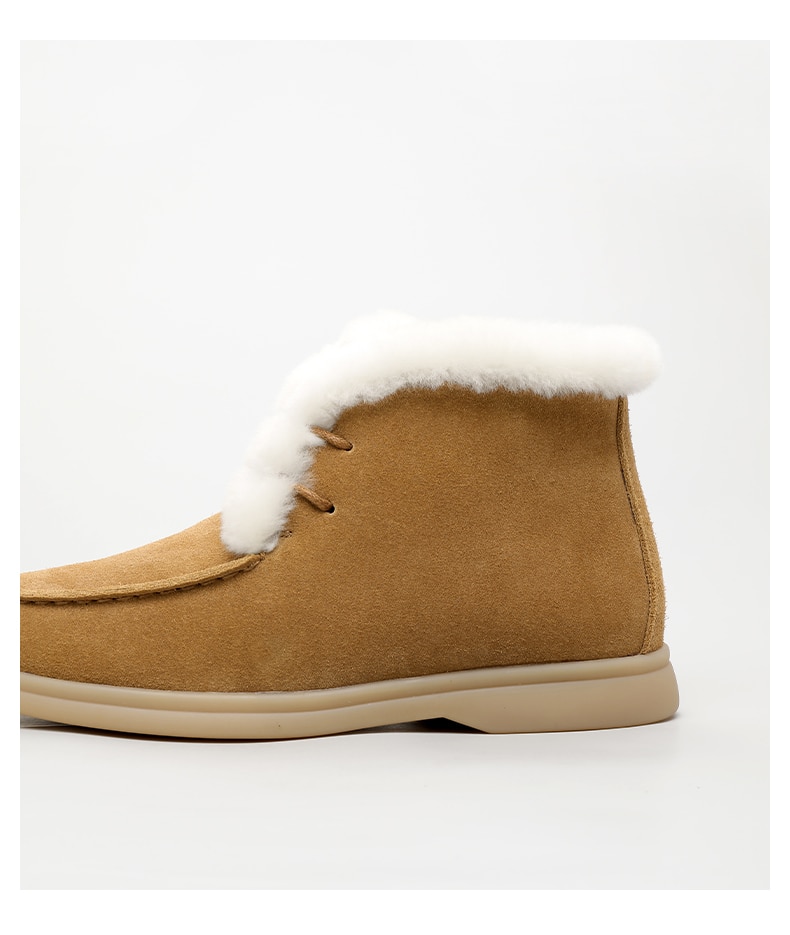 Smile Circle Women Snow Boots Natural fur Genuine Leather Ankle Boots Winter Comfortable Flat Wool Boots Women Shoes