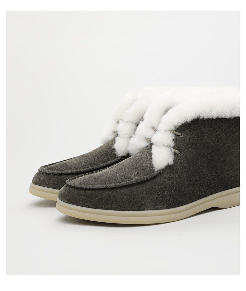 Smile Circle Women Snow Boots Natural fur Genuine Leather Ankle Boots Winter Comfortable Flat Wool Boots Women Shoes
