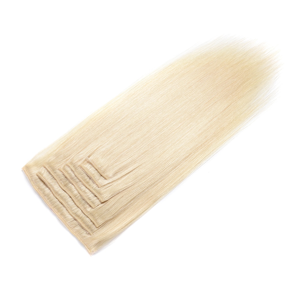 Pre-Colored Straight Clip-In Remy Human Hair Extensions Set