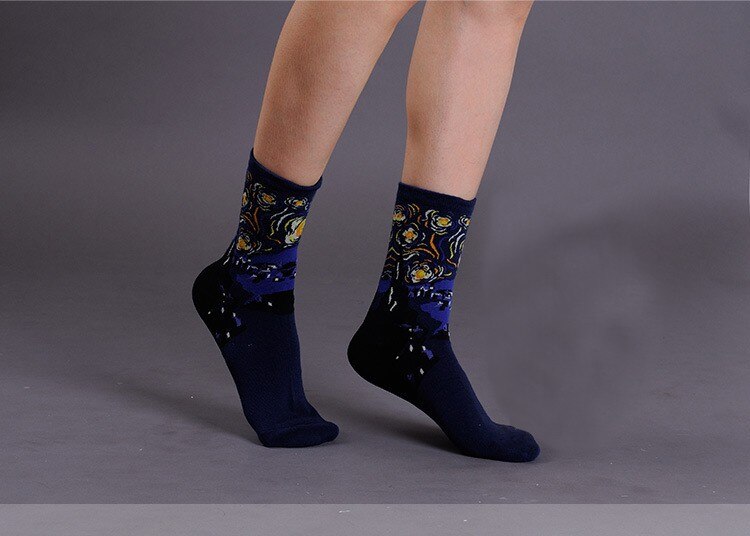 Oil Painting Designed Socks 4 Pairs Set