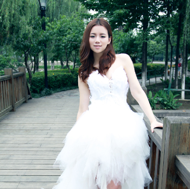 Feather Strapless Wedding Dress for Women