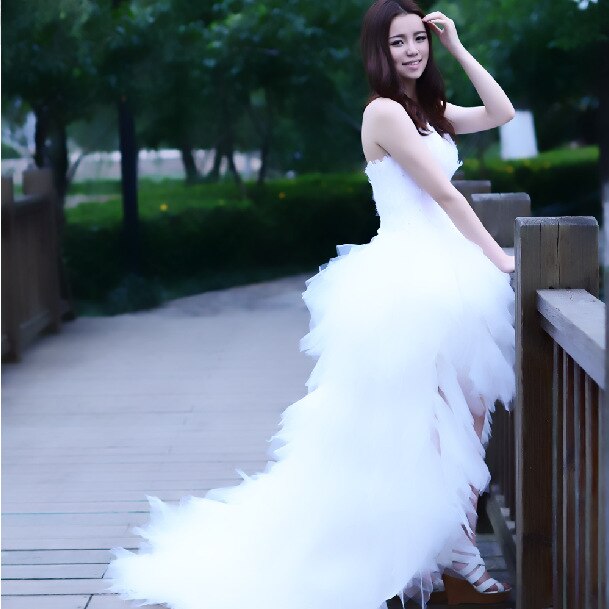 Feather Strapless Wedding Dress for Women