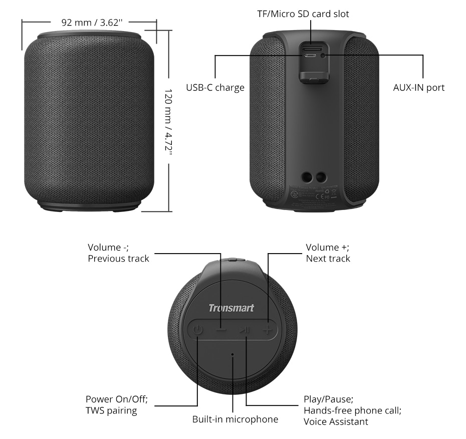 Mini Black / Red Bluetooth Wireless Speaker