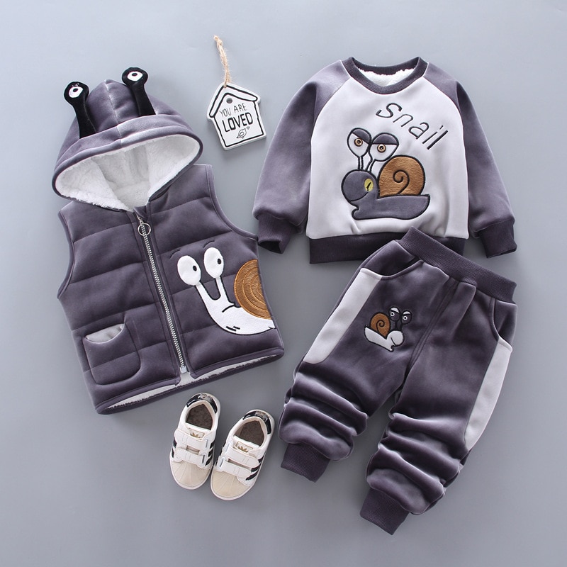 Baby's Cute Plush Vest, Sweatshirt and Pants 3 Pcs Set