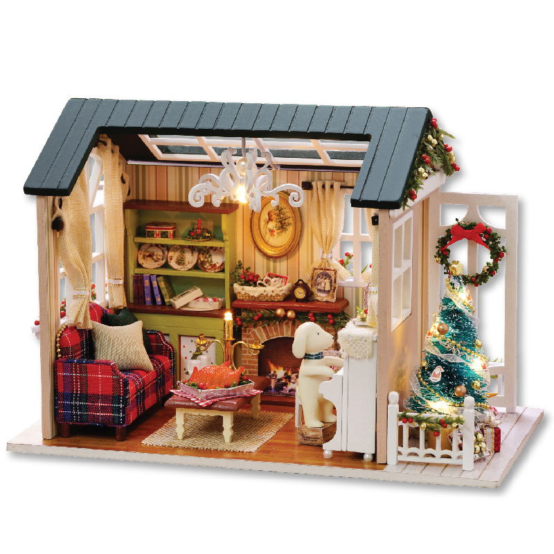 Miniature Three-Colored DIY Doll House with Furniture