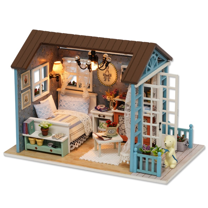 Miniature Three-Colored DIY Doll House with Furniture