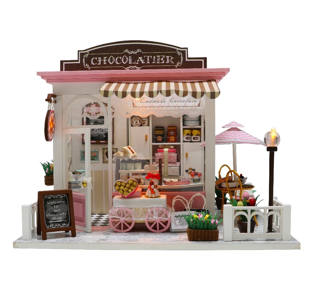 Miniature Chocolate Shop DIY Doll House with Furniture