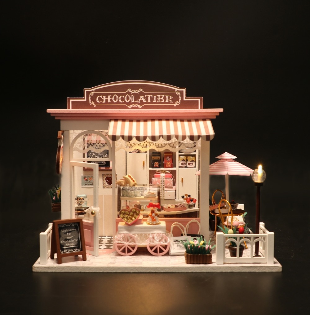 Miniature Chocolate Shop DIY Doll House with Furniture