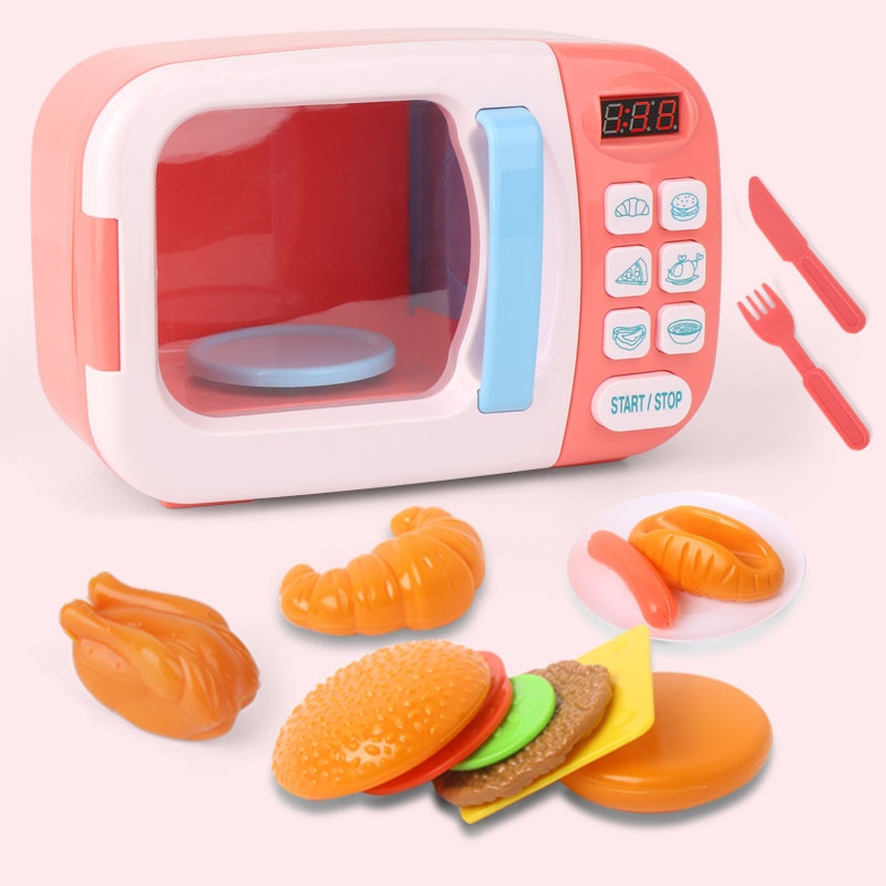 Kid's Kitchen Simulation Mini Microwave Oven with Cutting Toys Set