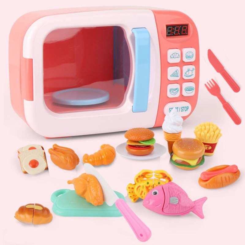 Kid's Kitchen Simulation Mini Microwave Oven with Cutting Toys Set